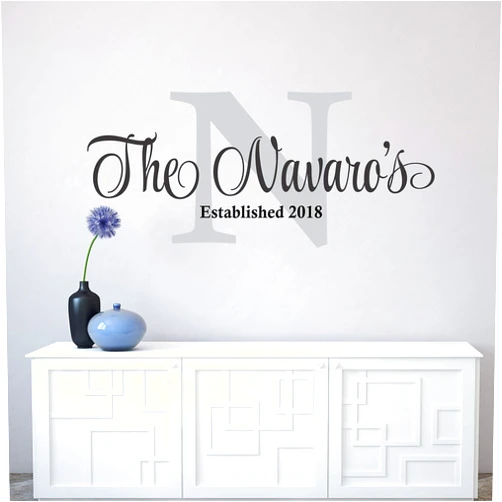 WallTag Family Name Decal - Last Name Decal - Personalized Name Wall Decal - Est Year Monogram