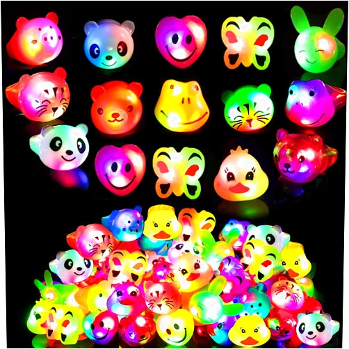 SOFLIY 18 Pcs LED Light Up Ring - Colorful Flashing Bumpy Rings Finger Toys Novelty Glow in the Dark Soft Jelly Blinking Rings Party Favors for Adults Kids Bachelorette Party Halloween Concert Gifts