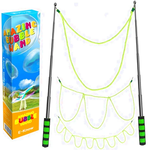 E-Know Bubble Wand,3 Style Giant Bubble Wand Outdoor Toy for Kids, Recyclable Stainless Steel,Telescopic Design Bubble Party Favors, Works Best Bubbleventi Bubble Mix