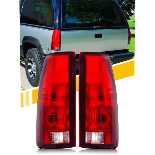 CLERYYE Tail Light Assembly Compatible with Chevrolet/GMC C/K Truck 1988-1998, 1995-2000 Tahoe, 1992-2000 Yukon, 1992-1999 Suburban, 1992-1994 Blazer, w/o Circuit Board, Exotic Red Pair