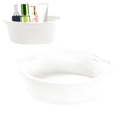 YAUVC Small Woven Storage Basket - Baby Gift Basket for Nursery, Clothes Basket for Shelves,Small Basket for Organizing Decorative Basket for Toys Basket Organizer Storage Bins-1Pack White