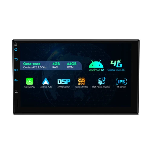 XTRONS Double Din Car Stereo, Android 13 Octa Core 4G RAM 64G ROM Car Radio Player, 7 Inch IPS Touch Screen GPS Navigation Car Head Unit Built-in DSP Car Play Android Auto Support 4G LTE