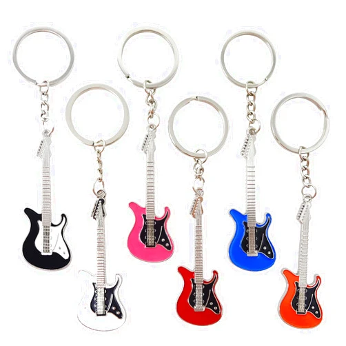 Honbay 6PCS Alloy Guitar Keychain Cute Bass Keychain Mini Guitar Keyring Electric Guitar Key Holder Instrument Keychain for Music Lovers (6 Color)