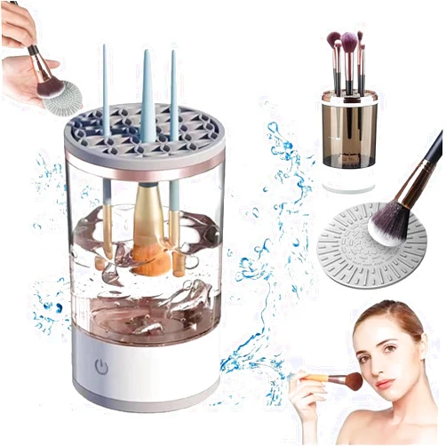 Algasan 2024 Electric Makeup Brush Cleaner, Brushly Pro Cosmetic Brush Cleaner Machine, Brush Cleaner Tool Portable Make Up Device, with USB Charging Clean Mat, Automatic Cosmetic Brush, Gift for Girl Women