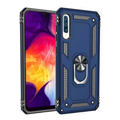 Dishibei Military Grade Drop Impact for Samsung Galaxy A50 Case 360 Metal Rotating Ring Kickstand Holder Magnetic Car Mount Armor Heavy Duty Shockproof Case Galaxy A50/A50s/A30s Phone Case (Blue)