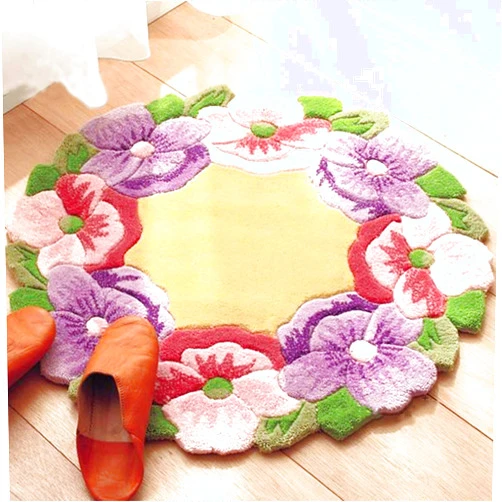 UR MAX BEAUTY 20X20 Inch Hook Rug Kit DIY Needlework Sets Unfinished Crocheting Yarn Mat Latch Hook Rug Kit Floor Mat Carpet Set Flowers Kids Room Carpet