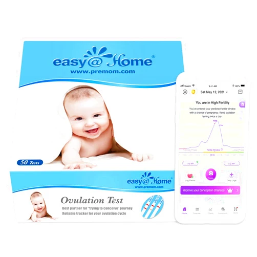 Easy@Home Ovulation Test Strips (50-Pack), FSA Eligible Ovulation Predictor Kit, Powered by Premom Ovulation Calculator iOS and Android APP, 50 LH Tests