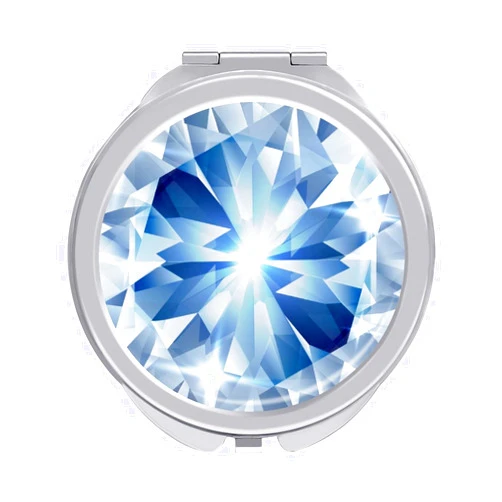 Zenladen1478 Silver and Blue with Concept Diamond Compact Mini Mirror Double-Sided Pocket Makeup Mirrors Ultra Portable for Purses and Travel