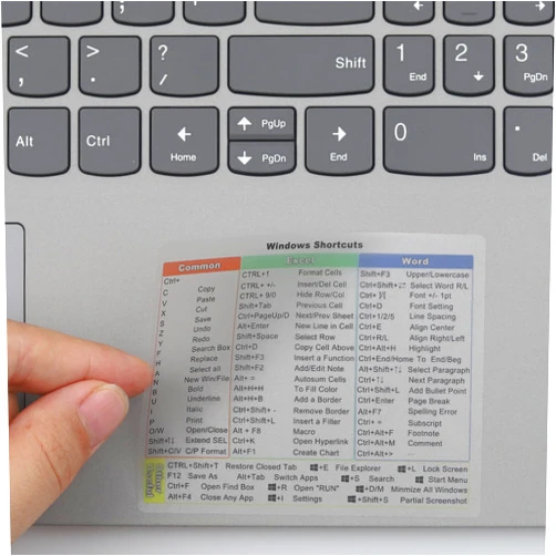 YINOVEEN 2 PCS/Pack Shortcut Sticker for Microsoft Windows + Word/Excel (for Windows 11/10) Quick Reference Guide PC Laptop Keyboard Shortcut Stickers, No-Residue Vinyl (Clear)