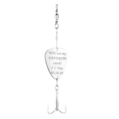 Mogoko Personalized Stainless Steel Fishing Lure, Custom Name/Date/Phrase Engraved Fishing Hook for Men Gifts