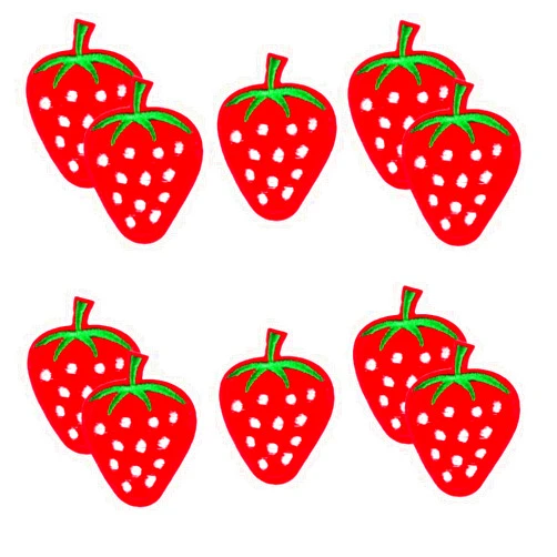 ZhangGreet 10 Pcs Red Cute Strawberry Appliques Strawberry Embroidered Iron on Patches Fruit Decorative Patches Sew On Applique for Shirts, Jeans, Hats, Coats, Jackets, Backpacks
