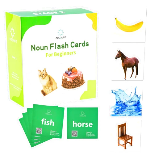ALSOLIFE Noun Flash Cards | 46 Picture Cards for Speech Development & Therapy | ESL Teaching Materials for Toddlers and Homeschool | Educational Vocabulary Builder for Children and Adults
