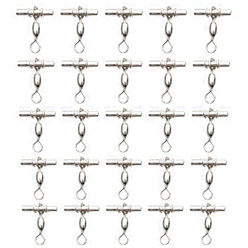 TopHomer Fishing Cross Line 3 Way Swivel, 25Pcs T-Shape Sleeve Swivels for Deep Drop Rigs Heavy Duty Crossline Crane Swivel Connecter Saltwater Fishing Tackle(Black,5#)