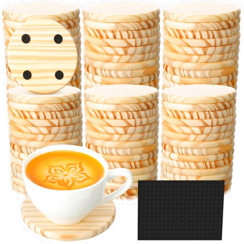 Dandat 72 Pcs Unfinished Wood Coasters 4