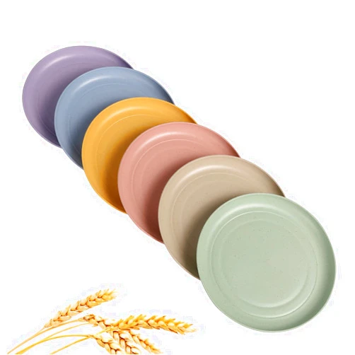 CAMBUY Wheat Straw Plates Lightweight Unbreakable Dinner Dishes Plates Set Dishwasher & Microwave Safe (Small 6 Pack 5.9')