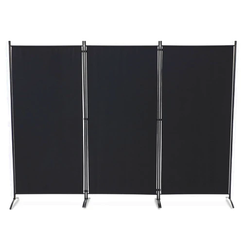 OUTGAVA 3 Panel Portable Room Divider Folding Partition Privacy Screen 6 FT Room Separator Freestanding Wall Divider for Office,Bedroom,102''W x 20''D x 71''H (Black)