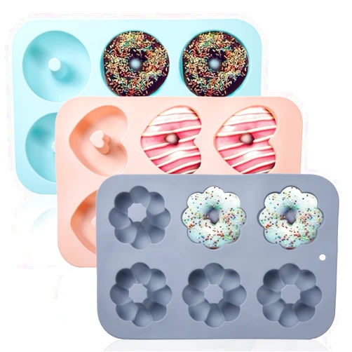 USJUTDOO 3 Pack Silicone Donut Pan for Baking Donut Maker, Silicone Pancake Mold Non-stick Doughnut Pan Muffin Cupcake Bagel Making Tray (3PCS)