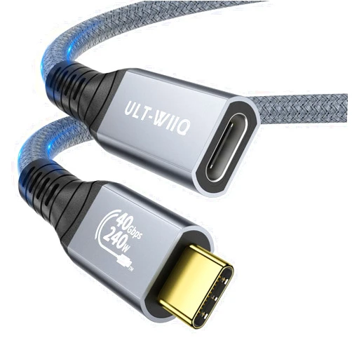 ULT-WIIQ 240W 40Gbps USB C Extension Cable, USB4 & Thunderbolt 4 Extension Cable Support PD 3.1 Fast Charging and 8K@60Hz Video, Type C Extension Cable for MacBook Pro iPad Pro Magsafe 1.64FT