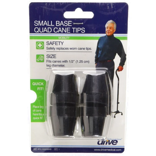 Drive Medical Small Base Quad Cane Tips, Black (RTL10320BKB)