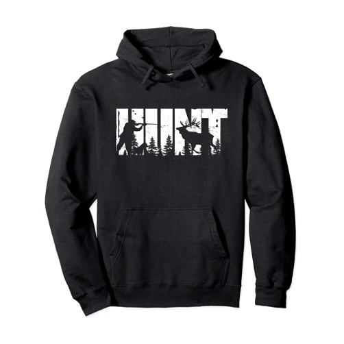 Deer Hunting Season Vintage Silhouette Retro Tee Elk Deer Hunter Silhouette Graphic Tee Hunting Season Pullover Hoodie