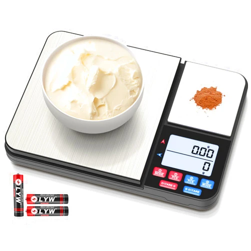 Mik-Nana Dual Platform Food Scale, Digital Kitchen Scale 22lb Capacity and Precision 17.6oz Capacity, Weight in Grams and oz for Baking Cooking Package Postage Coffee Jewelry, Stainless Steel