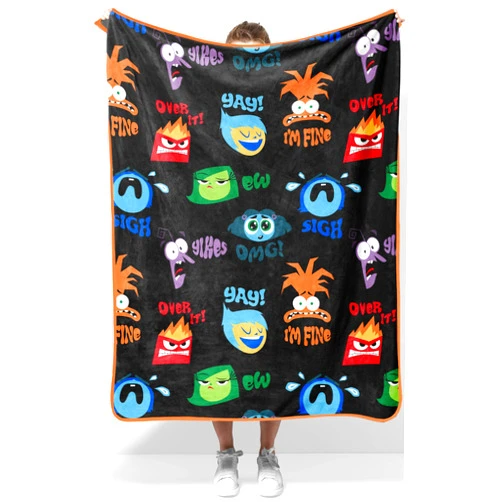 Jay Franco Disney Pixar Inside Out Plush Throw Blanket - Measures 40 x 50 Inches - Black Super Soft Lightweight Fleece Bedding