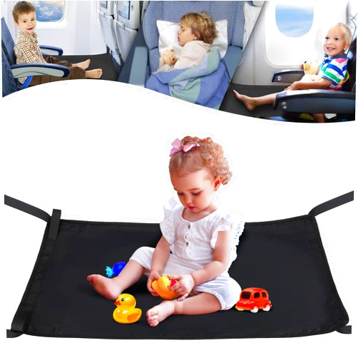 Ximepayu Upgraded Waterproof Airplane Bed for Toddlers, Child Airplane seat Extender, Essential for Babies and Children Airplane Travel, Lightweight and Foldable (Black)
