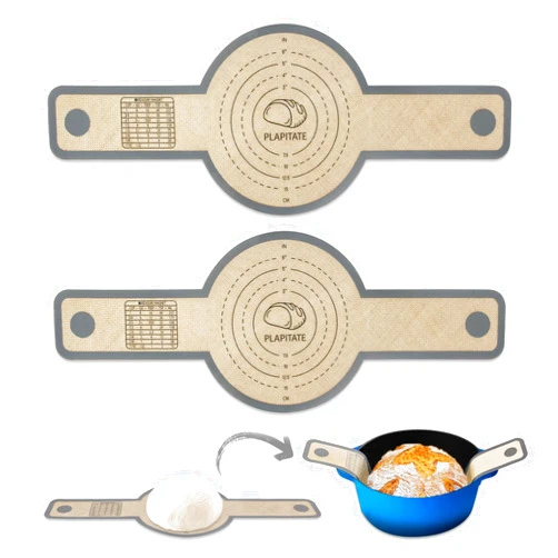PLAPITATE Silicone Bread Sling for Dutch Oven Liners, Non Stick 2 PCS, Easy Clean Reusable Silicone Bread Baking Mat with Long Handles, Easy to Transfer Sourdough Bread