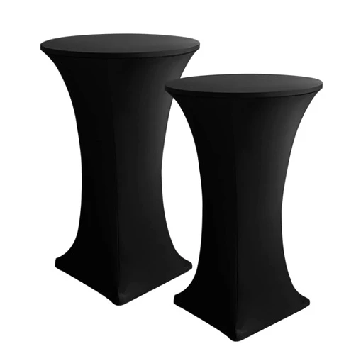 HolidayIdeas Cocktail Table Covers, 2 Pack - Fitted Stretch Spandex Square Corners Cocktail Tablecloths,High Top Table Cloths (Black, Fit for 30