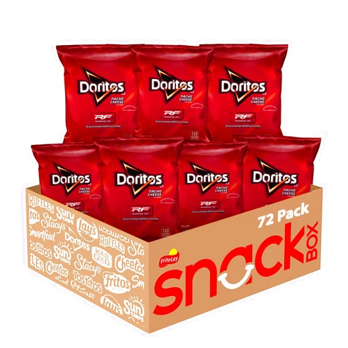 Doritos Flavored Tortilla Chips, Reduced Fat Nacho Cheese, 1 Ounce (Pack of 72)