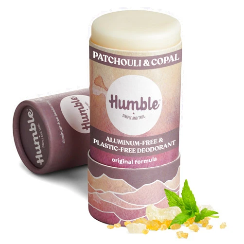 HUMBLE SIMPLE AND TRUE. HUMBLE BRANDS Deodorant Stick, Patchouli & Copal - Aluminum-Free Deodorant for Women & Men with Baking Soda, Essential Oils & Beeswax - Underarm Skincare for Long-Lasting Freshness, 2.65 Oz