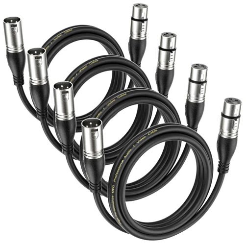 EBXYA XLR Cable 3ft 4 Packs - Premium Balanced Microphone Cable with 3-Pin XLR Male to Female Mic Speaker Cable, Black