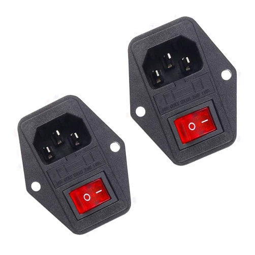 HAILINLING Power Switch 10A 250V AC Rocker Switch 3 Pin IEC320 C14 Inlet Module Plug Fuse