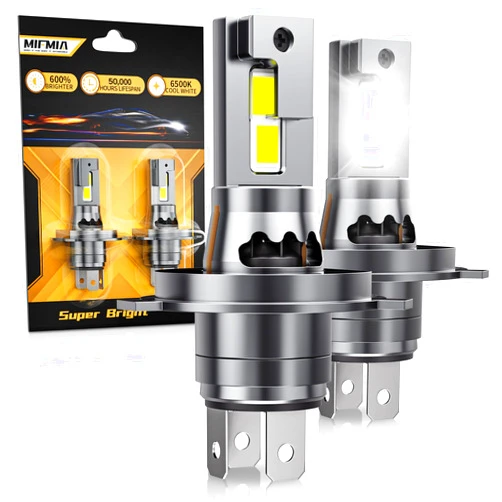 MIFMIA H4 9003 LED Bulb Hi/Low Beam, 1:1 Size Super Bright 34000 Lumens, HB2 LED Fog Light Bulbs with Turbofan 6500K Cool White Fog Lights Halogen Replacement, Pack of 2
