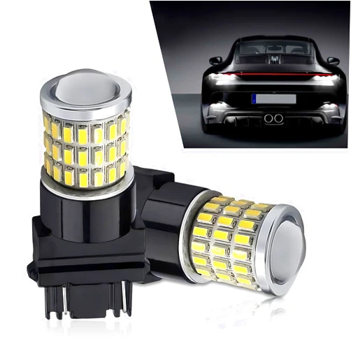 Gunroil 2 Pack 3157 Car LED Reversing Light Accessories, Super Bright Vehicle Rear Brake Light Replacement, Universal Waterproof Automotive Parking Light Bulbs for Truck SUV Car (White)