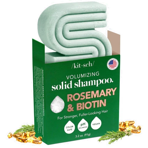 Kitsch Rosemary & Biotin Volumizing Natural Shampoo Bar | Strengthening & Thickening Shampoo for All Hair Types, Made in USA, Vegan, Paraben Sulfate & Cruelty Free Soap