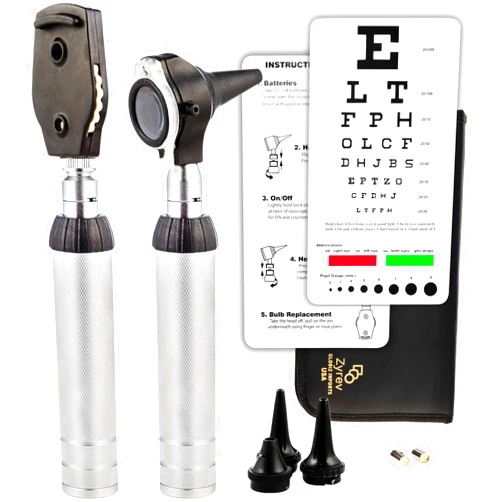 Zyrev 2 in 1 Otoscope Oph Set - Perfect for Nursing & Medical Students with Carry Case, Sight Chart & Replacement Ear Speculums
