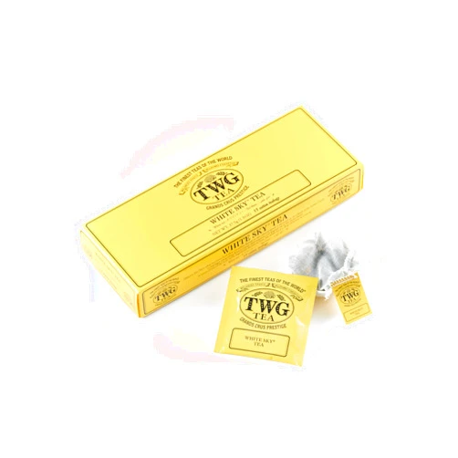 TWG Tea | White Sky Tea | White Tea | Ylang Ylang Flowers | 15 Hand Sewn Cotton Teabags | GiftSet