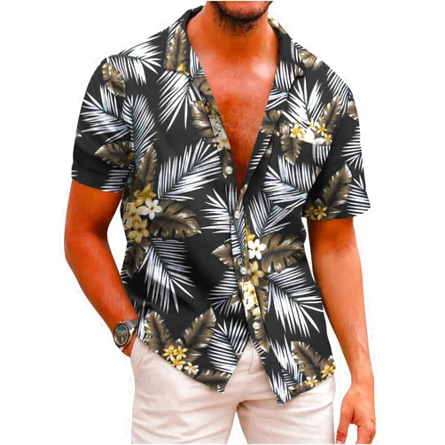 COOFANDY Mens Hawaiian Shirts Short Sleeve Casual Button Down Tropical Beach Shirt