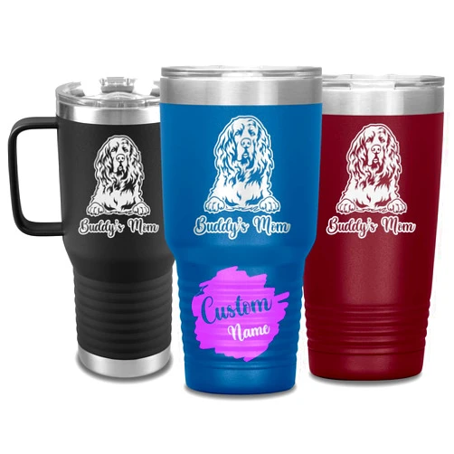Generic Personalized Gordon Setter Dog Mom Dad Christmas Travel Tumbler, Custom Gordon Setter Dog Owner, Engraved Dog Keepsake For Grandpa Grandma
