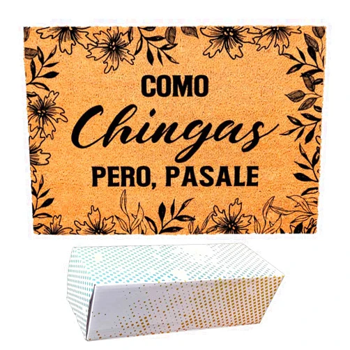 FNDMCTPS Funny Coir Doormat with Como Chingas Pero Pasale Spanish Quote - Front Door Mat, Entryway Welcome Mat, 23.7 x 15.7 inch