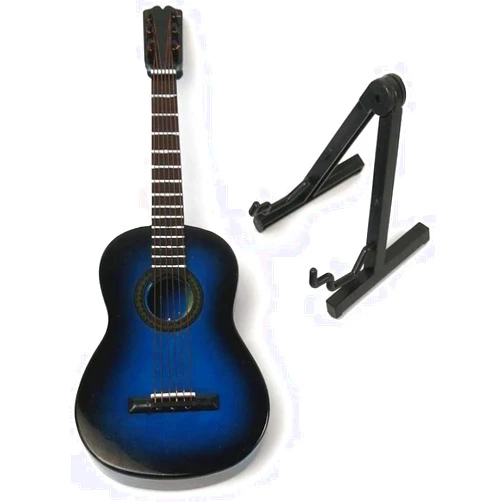 ALANO Wooden Blue Miniature Guitar Ornament Guitar 16cm Model Musical Instrument Decorative