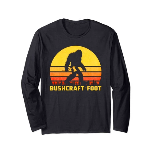 Bushcrafter Bigfoot Gift Apparel Vintage Bigfoot Bushcraft Crytpid Sasquatch Bushcrafting Long Sleeve T-Shirt