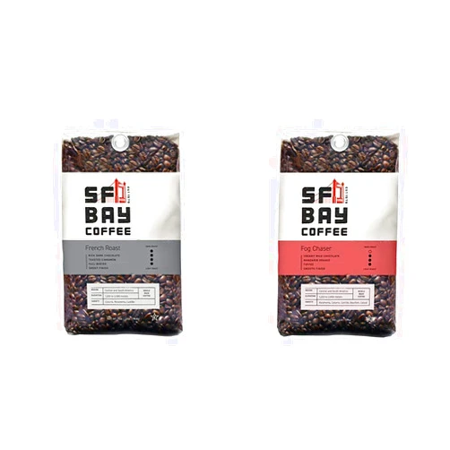 San Francisco Bay Whole Bean Coffee French Roast (2lb Bag) and Fog Chaser (2lb Bag) Coffee Bundle