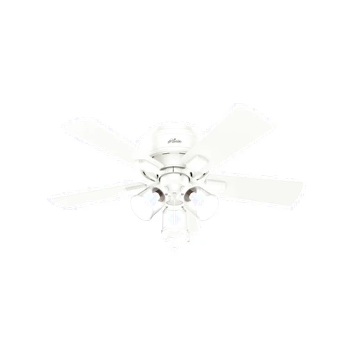 Hunter Fan Company, 52152, 42 inch Crestfield Fresh White Low Profile Ceiling Fan with LED Light Kit and Pull Chain
