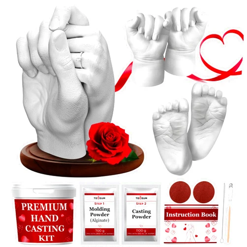 TECEUM Hand Casting Kit – Unique Gift for Babies & Adults – Ideal DIY Gift for Your Loved Ones, Couples, Family – For Wedding, Anniversary, Baby Shower, Mother’s Day, Christmas – Romantic Gifts – Kit1