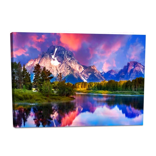 YIOZHAOFH Grand Teton Print Wall Art Bathroom Pictures Wall Decor Canvas National Park Photo Mountain Landscape Painting Pictures Artwork Framed 12x16inch