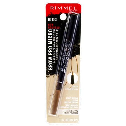 Rimmel London Brow Pro Micro Precison Pen - 001 Blonde Eyebrow Pencil Women 0.03 oz