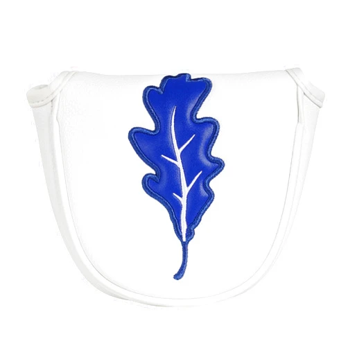 Craftsman Golf Blue Leaf White Putter Cover Headcover for Center Shaft Mallet Putters Magnetic Closure