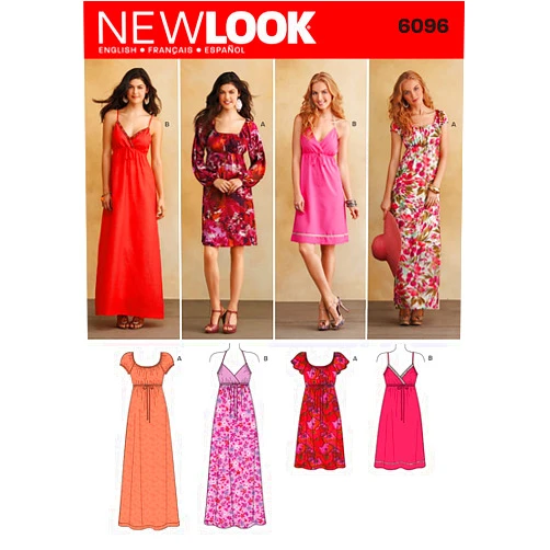 Simplicity New Look Pattern 6096 Misses Dresses with Length and Sleeve Variations Sizes 4-6-8-10-12-14-16